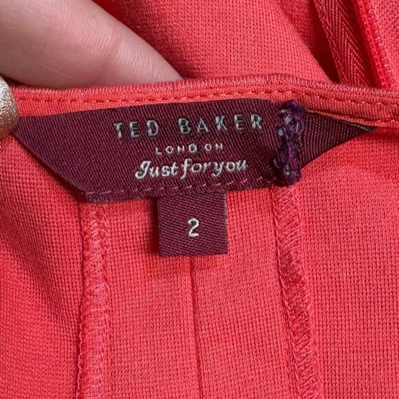 Ted Baker Harmia Coral Pocket Button Fit and Flare Mini Dress - 2 / US 4 - Picture 9 of 11